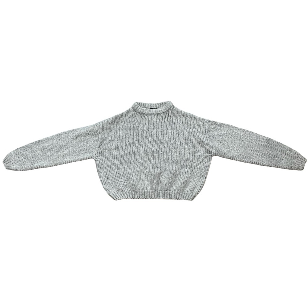 H&M Grey Knit Sweater Crew neck Cabin-core Scandi Girl Cottage core Spring fall - Picture 2 of 6